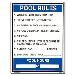 Sign  In. General Pool Rules In.  18X24 - product image