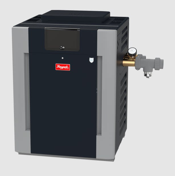 336K BTU Raypak Heater P-R336A-En-X Asme - Natural Gas, Digital - 6-9K' - Nickel W/Cast Headers - product image