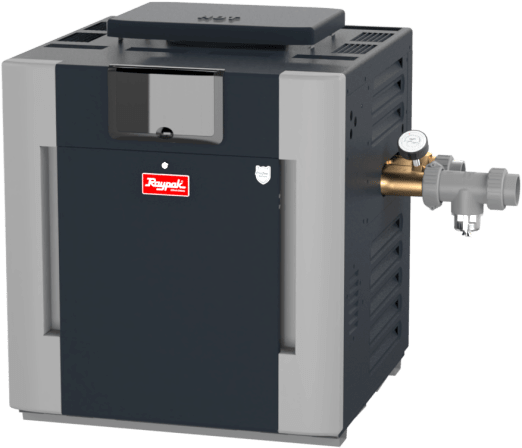 Raypak B-R407A-EN-X #26 Digital Low NOx ASME Natural Gas Heater, 399K BTU, Cupro-Nickel Exchanger, 256 lbs, 2” Bronze Headers, ProTek Shield Module 