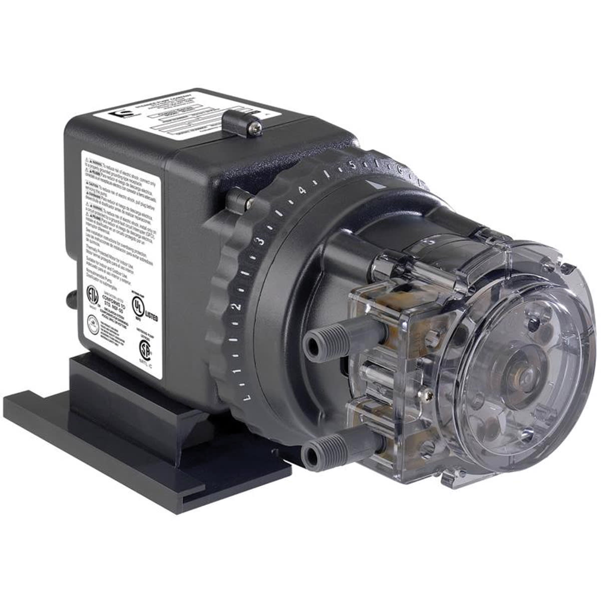 Stenner Peristaltic Injector Pump Low Pressure Adjustable 2.5-50 Gpd, 3/8  Tubing Connections, 110V, 25 Psi Discharge Pressure, Self Priming (Model# 45Mjl5A3S) - product image