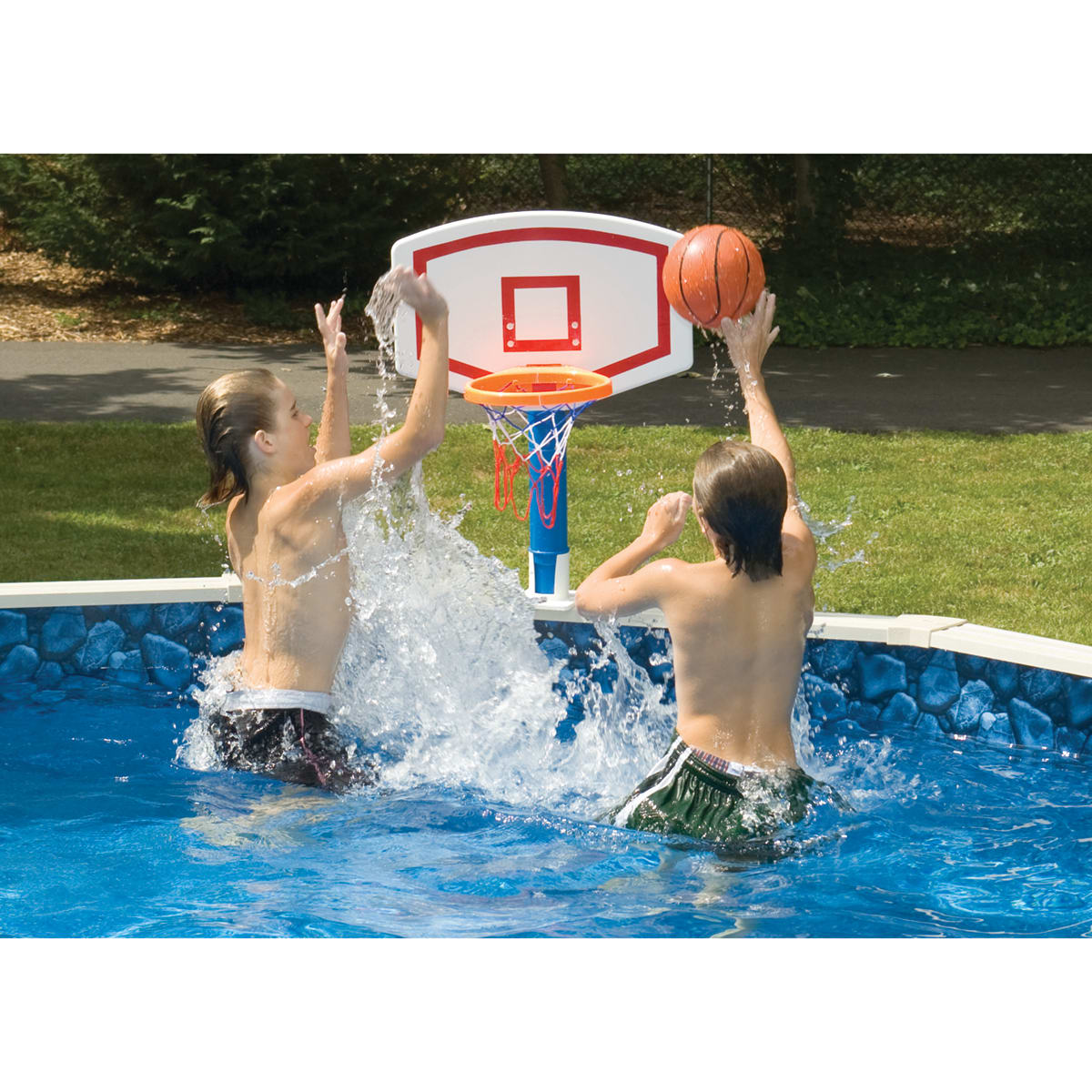 Swimline Jammin' Basketball Game For Above Ground Pools - Blow Molded Adjustable Height Design Attaches To The Top Rail Complete With Real Feel Basketball - product image
