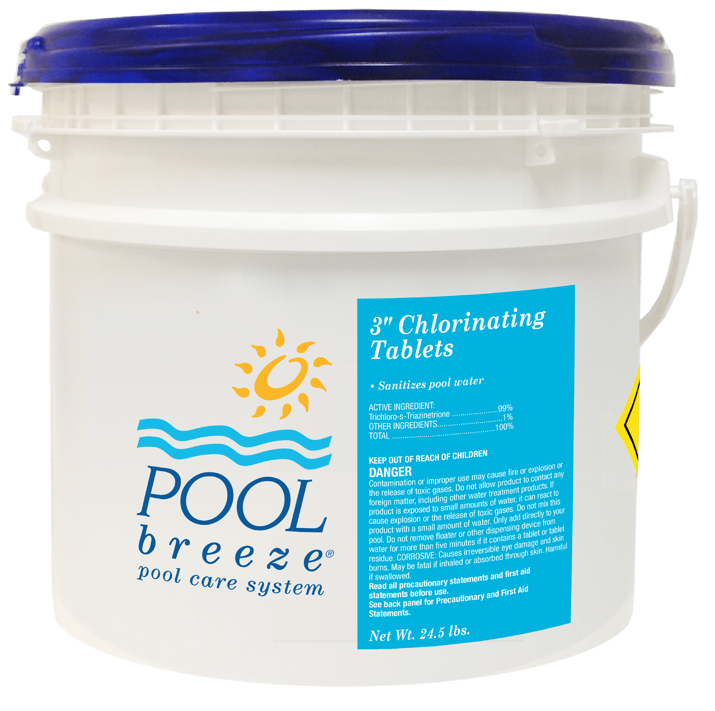 Pool Breeze 3" Chlorinating Tablets 24.5 lb Pail, Unwrapped - product image