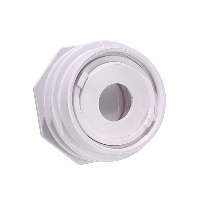 AquaStar Flush-Mount Return Fitting with Water Stop, Eyeball and Nut (Fits 1in or 1½in Pipe), White ¾” Orifice  