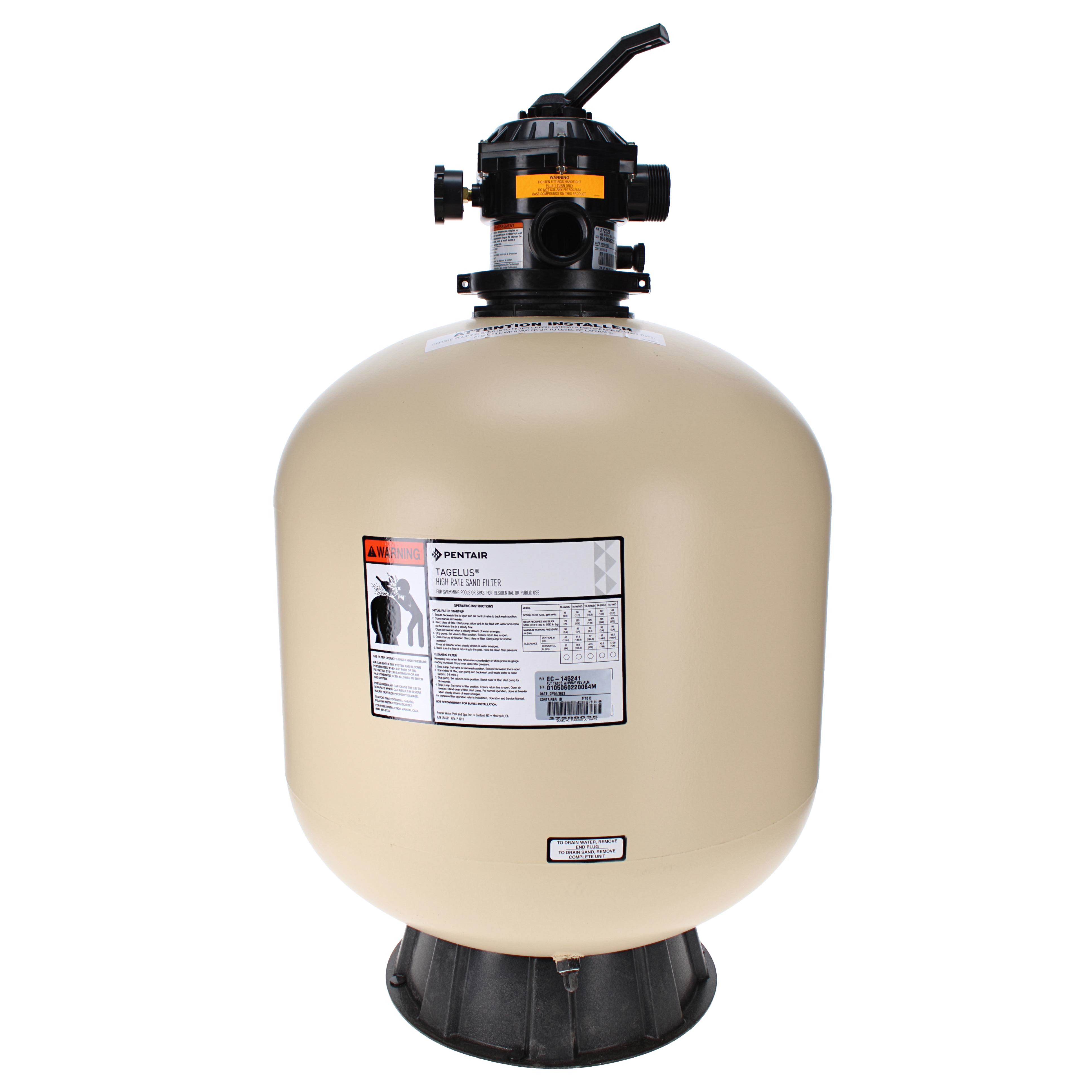 Pentair Tagelus TA 60D Top Mount Sand Filter, 3.1 sq-ft | EC-145241 - product image