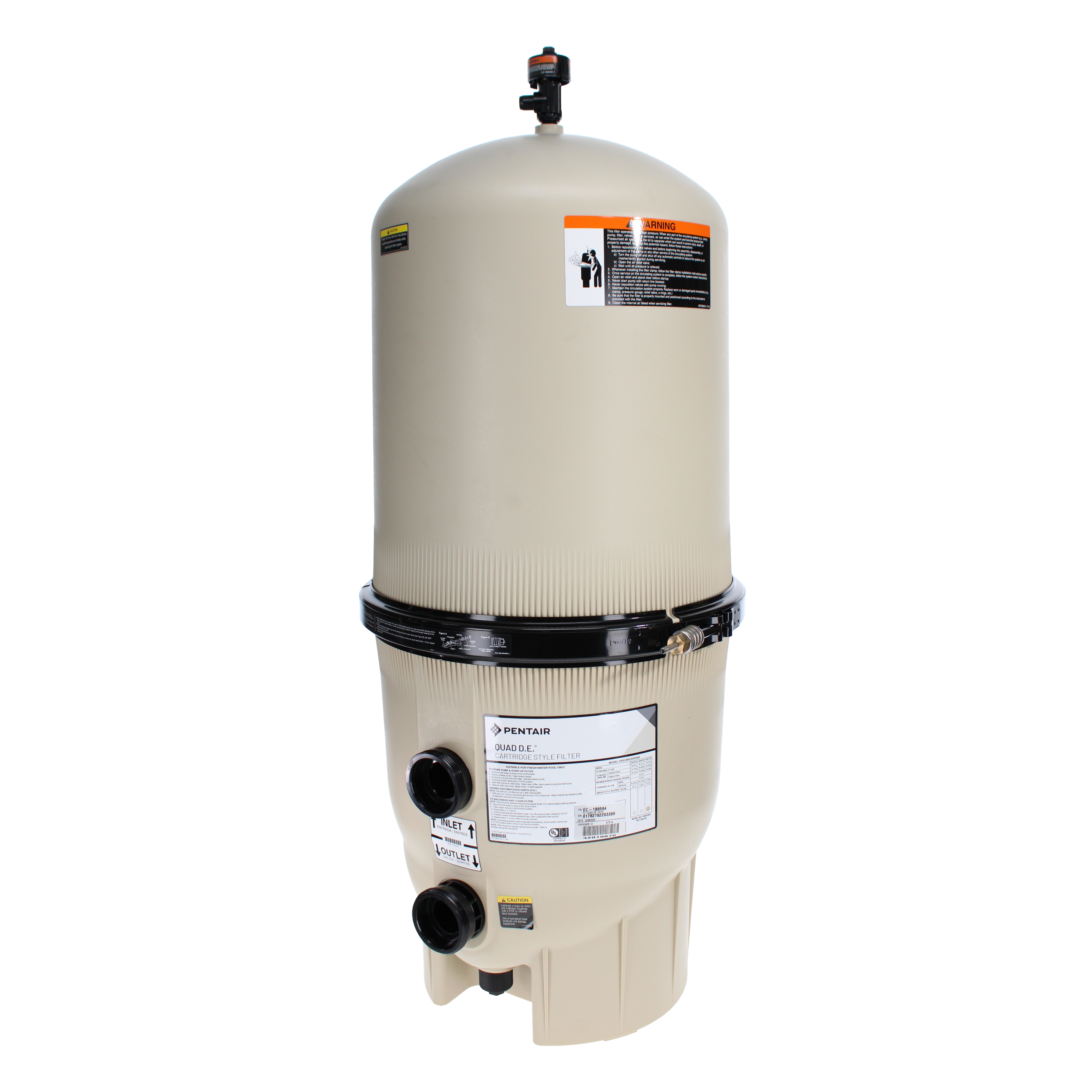 Pentair 100 SQ FT Quad DE Cartridge Style Filter EC-188594 - product image