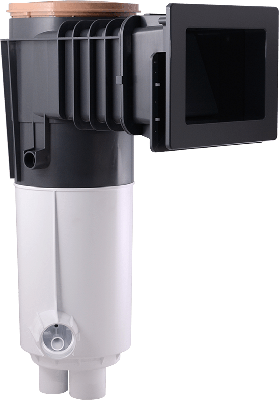 Paramount ParaskimV Venturi Skimmer with Deck Ring, Lid & Return Guard Assembly, White Throat, Beige, Concrete Pools  