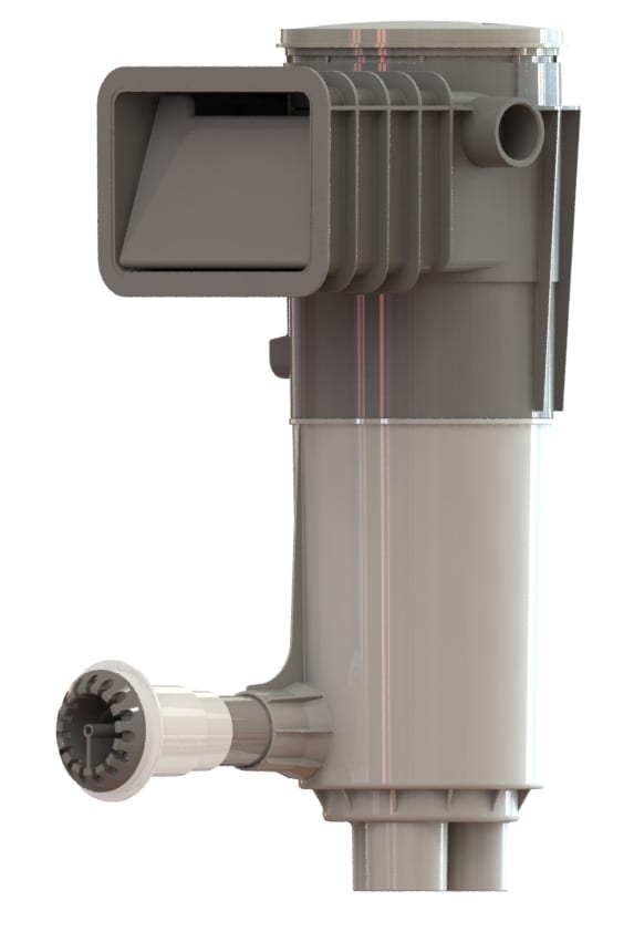 Paramount ParaskimV Venturi Skimmer With Deck Ring, Lid & Return Guard Assembly, Gray Throat, Light Gray, Concrete Pools  