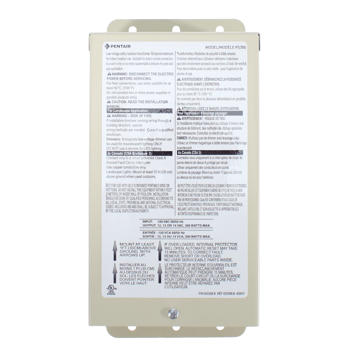 Pentair Transformer 120 To 12 13 Or 14 300W image 3