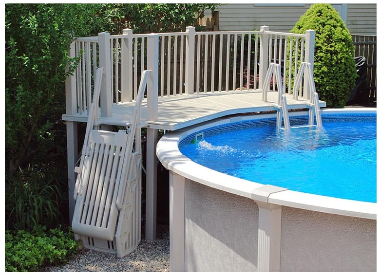 VWC 5'x13.5' Resin Fan Deck for ABG Pools Deck, Posts, Rails, Steps & Gate Included - product image