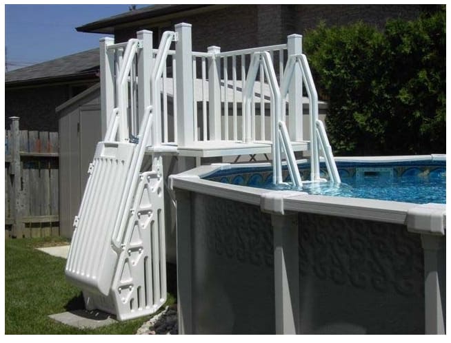 VWC 5'x5' Resin Pool Deck Kit for ABG Pools Deck, Posts, Rails & Steps Included - product image