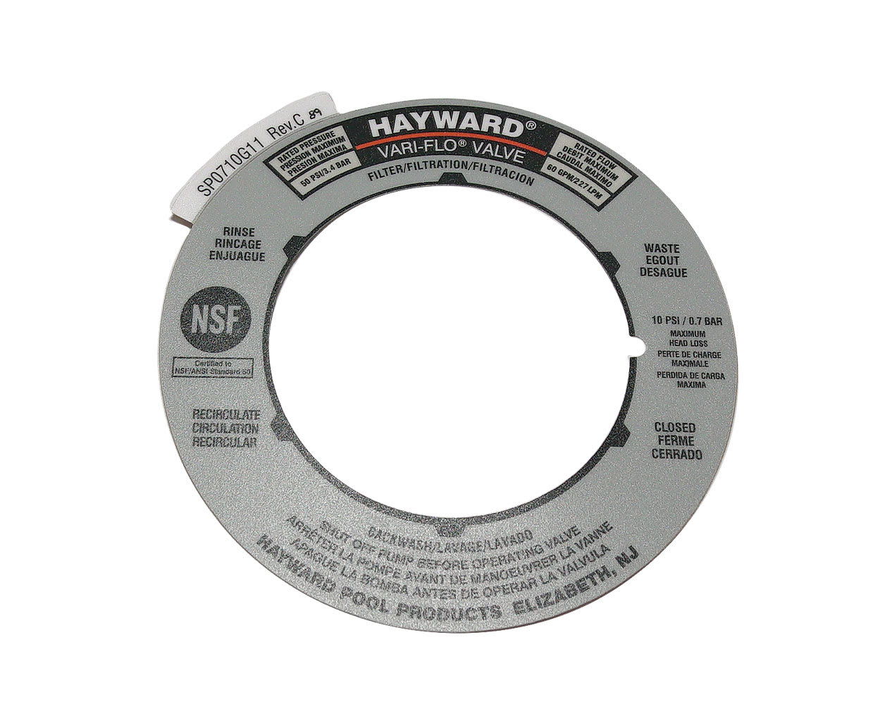 Hayward VariFlo Label Plate | SPX0710G image 2