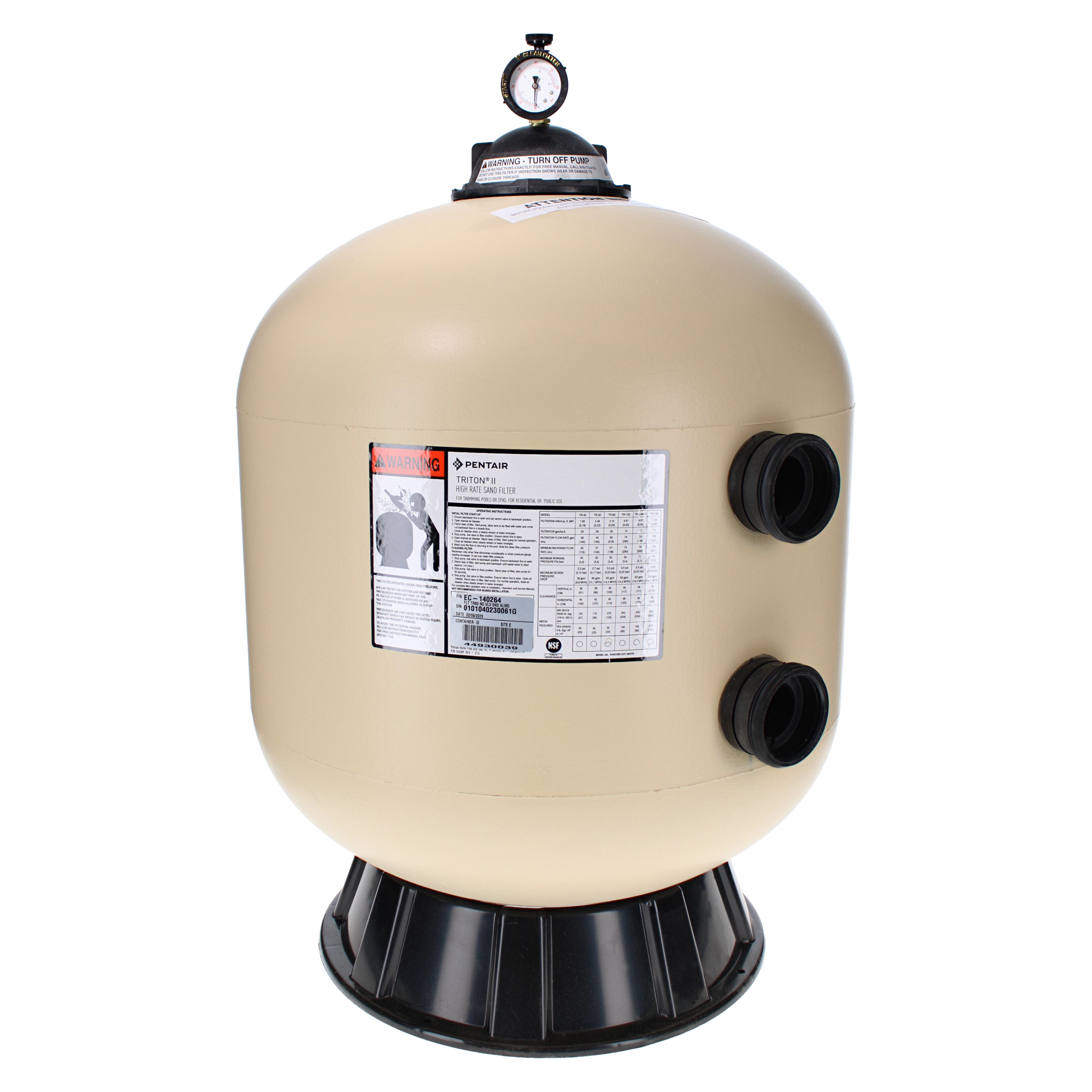 Pentair Triton II TR60 Sand Filter 24" Side Mount w/o Valve | EC-140264 - product image