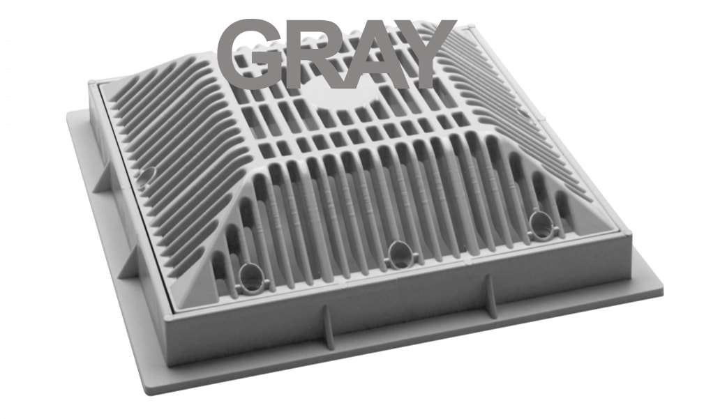 Waterway 9in x 9in Grate & Frame, Square, Gray  