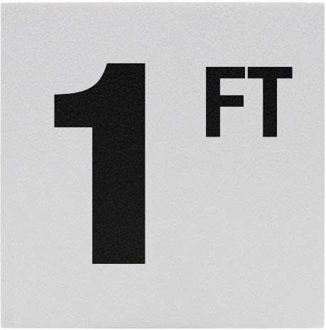 1Ft Sr Inlays 1 W/Ft Depth Marker-Ceramic Blk/White Skid Resistant 6" Depth Marker 1 Ft Skid Resistant 6In X 6In Ceramic - product image