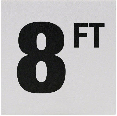 8Ft Sr Inlays 8 W/Ft Depth Marker-Ceramic Blk/White Skid Resistant 6" Depth Marker 8 Ft Skid Resistant 6In X 6In Ceramic - product image