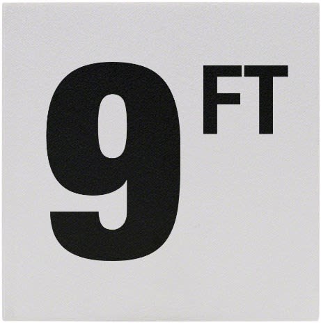 9Ft Sr Inlays 9 W/Ft Depth Marker-Ceramic Blk/White Skid Resistant 6" Depth Marker 9 Ft Skid Resistant 6In X 6In Ceramic - product image