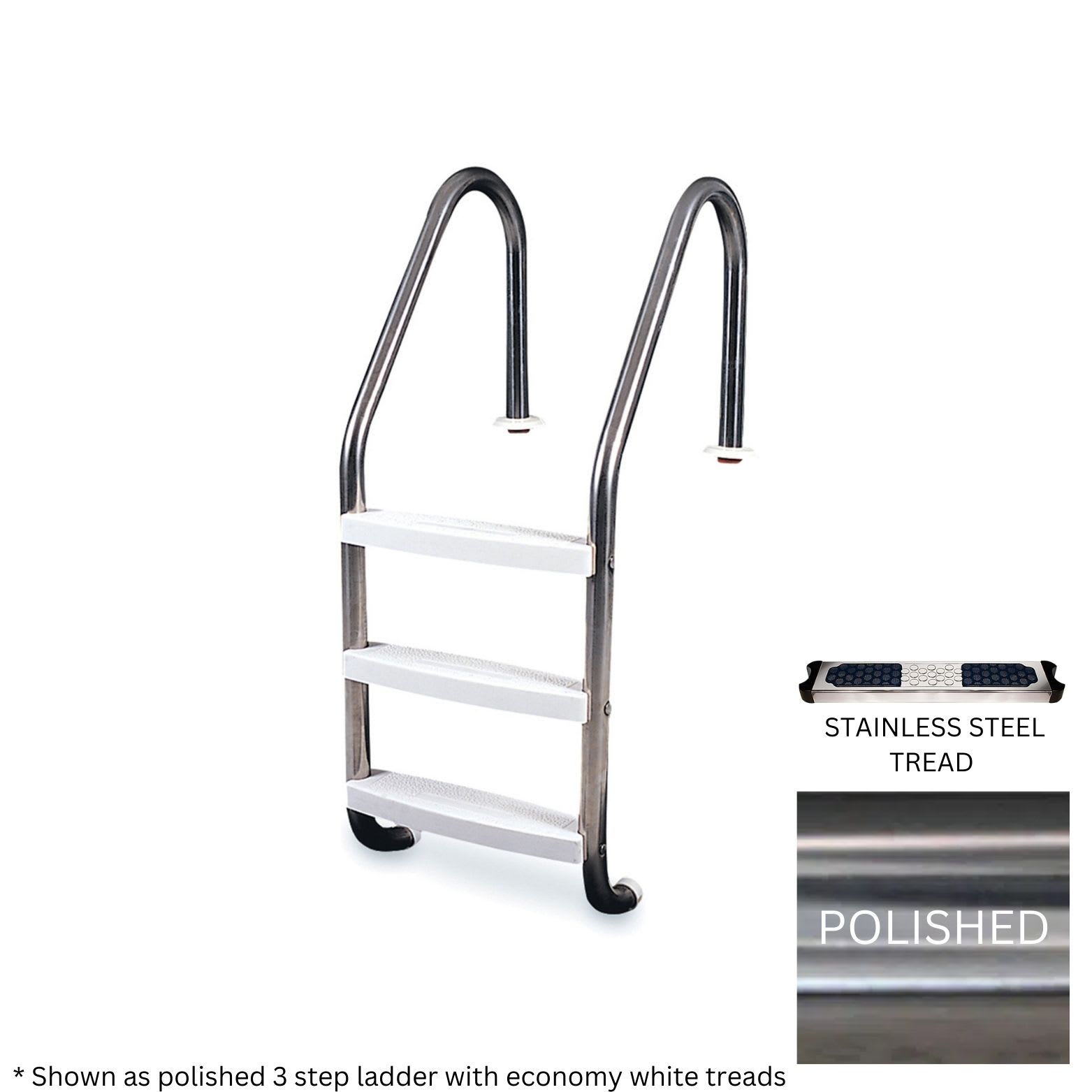 GPP CLASSIC 4 STEP LADDER POLISHED .065 W/STAINLESS STEEL TREADS - product image