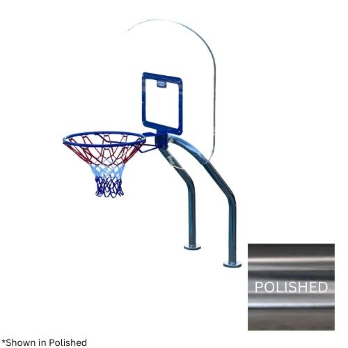 GPP BASKETBALL SET POLISHED DUAL POLE W/NET & BALL (no anchor) - product image