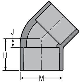 Sch. 80 PVC Elbow 2 in. Socket Gray C 45 Degree Standard  817020C