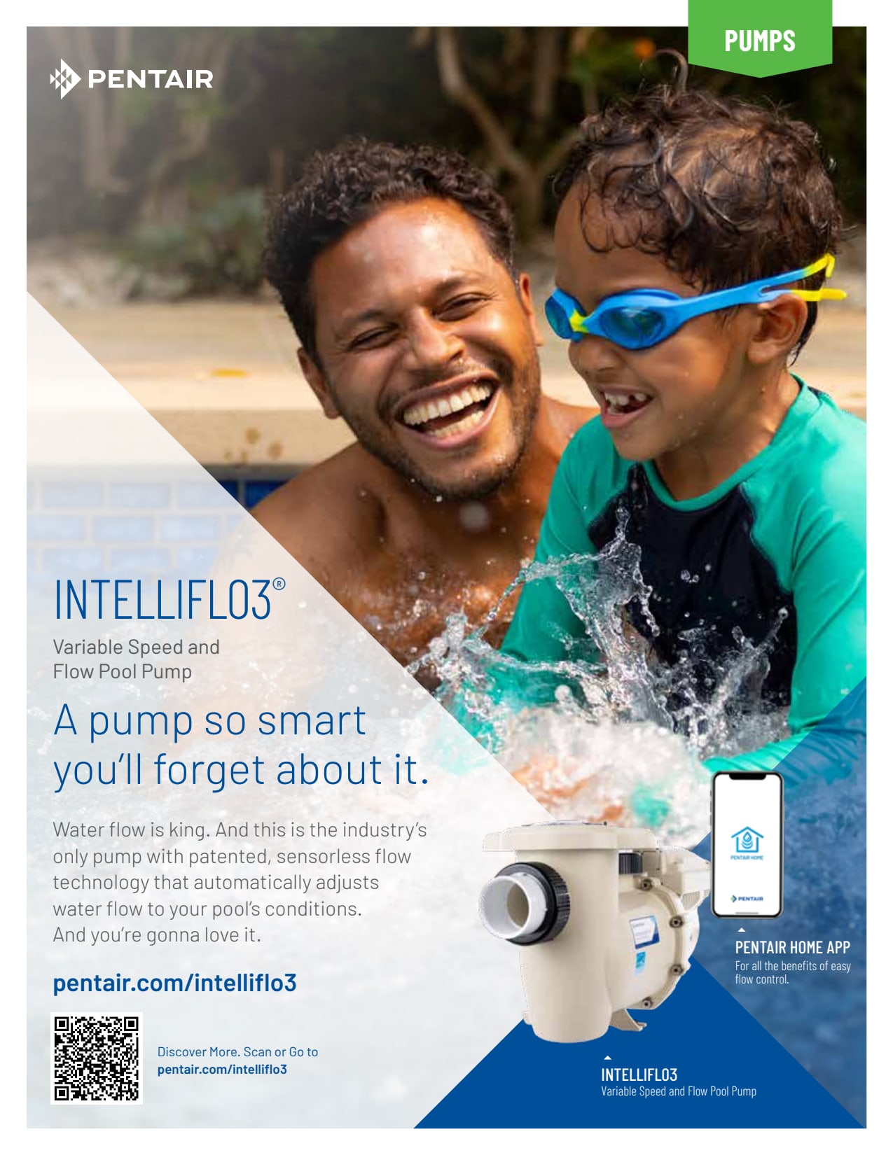 Pentair IntelliFlo3? VSF Pool Pump, 1.5 HP, 115/208-230 V, 50/60 Hz, with I/O board  