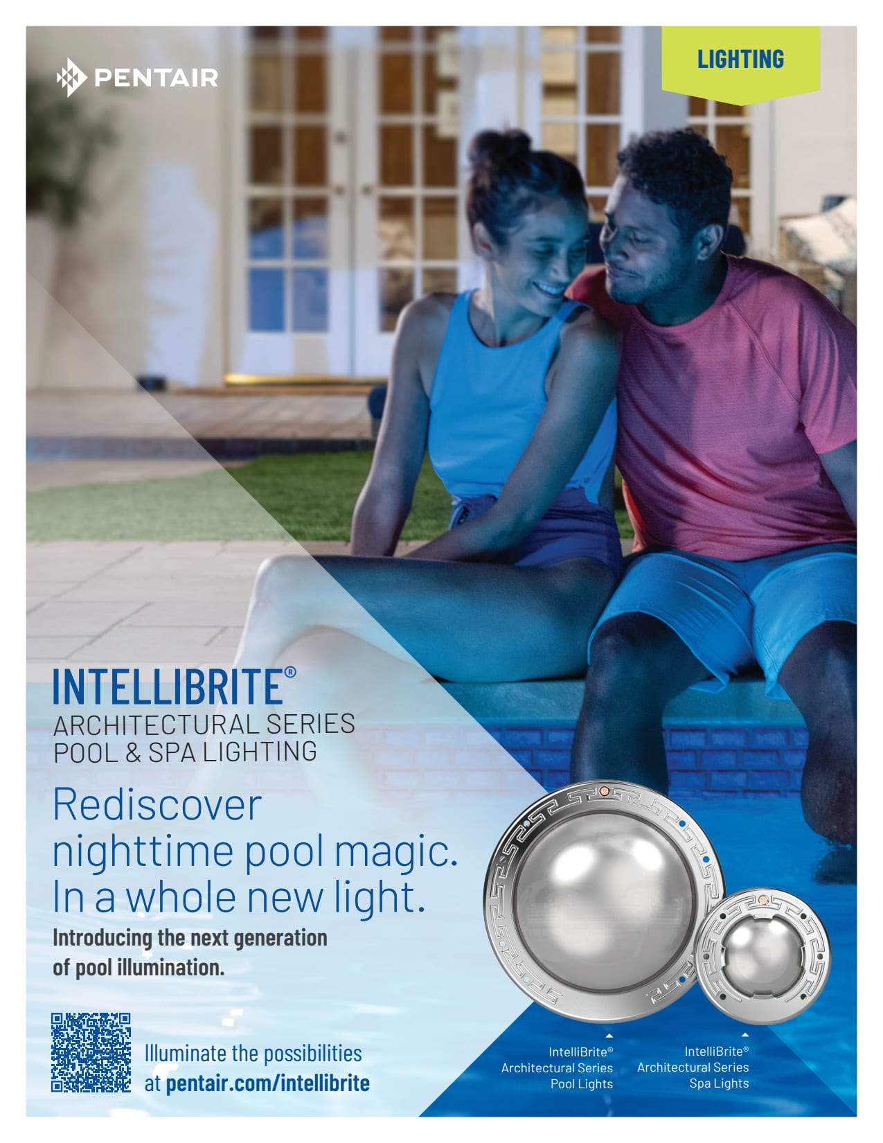 Pentair IntelliBrite Architectural Series Spa Light, MultiColor, 120 V, 18 W, 100ft Cord  