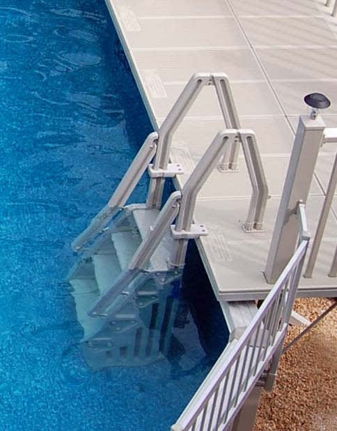 VINYL WORKS 24DROP-IN POOL STEP IN TAUPE- ADJUSTABLE FROM 46  TO 60  DECK HEIGHTS. COMES WITH 2 SETS OF DECK-MOUNTED FLANGES. image 3