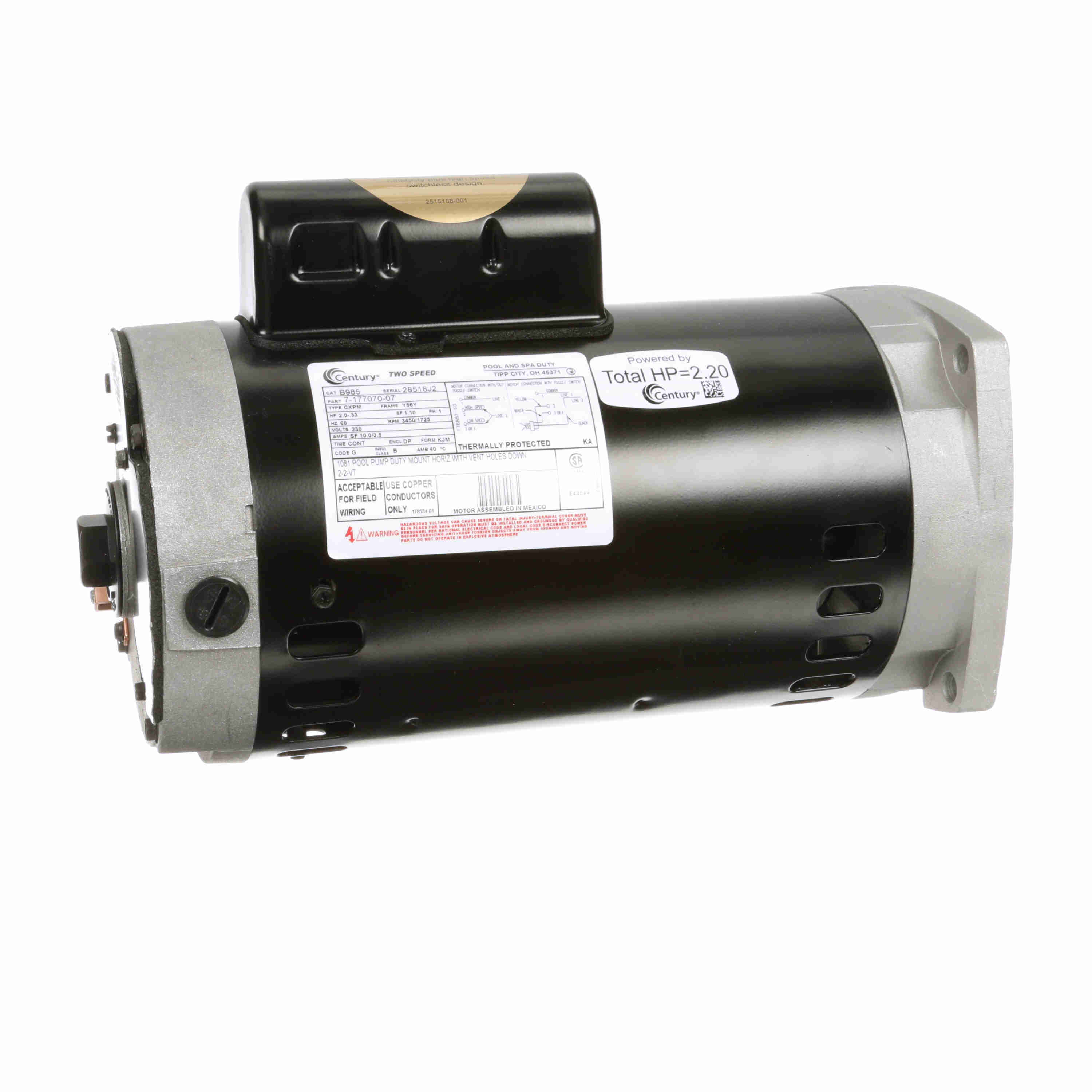 Century Pool Pump Motor 2HP 1 Phase 60Hz 230V Y56Y  