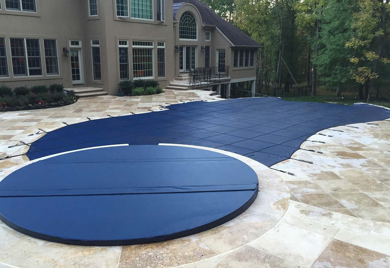 GLI 16' x 32' Rectangle Mesh Safety Cover w/ 4' x 8' CES, Blue | 20-1632RE-CES48-SAP-BLU image 6