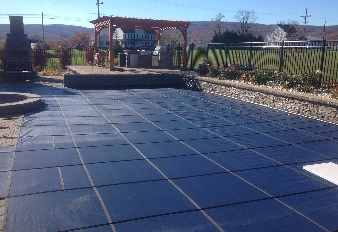GLI 18' x 36' Rectangle Mesh Safety Cover w/ 4' x 8' CES, Blue | 20-1836RE-CES48-SAP-BLU image 2
