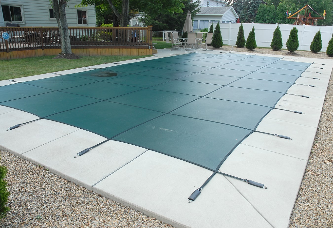 GLI 18' x 36' Rectangle Mesh Safety Cover w/ 4' x 8' CES, Green | 20-1836RE-CES48-SAP-GRN image 3