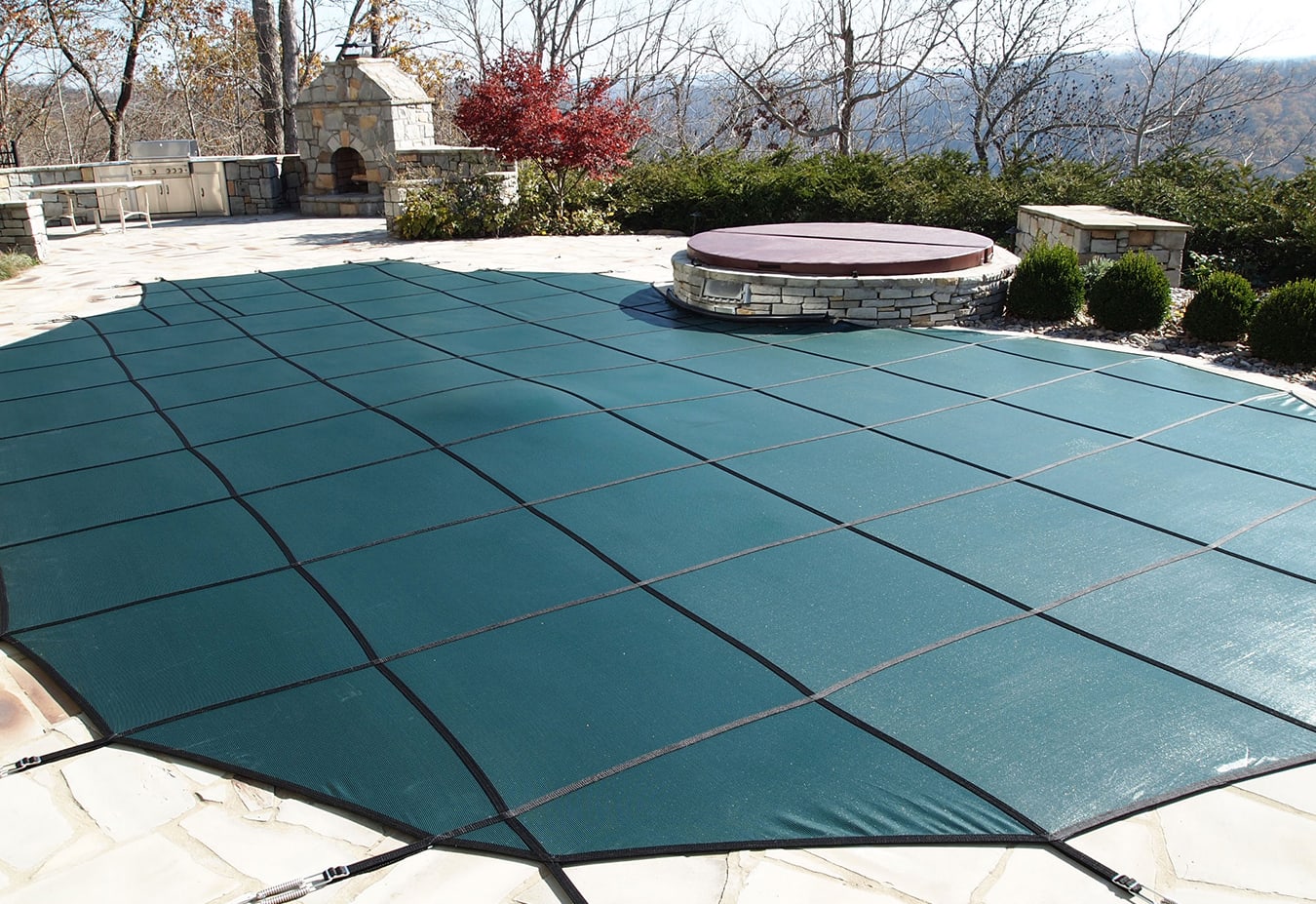 GLI Mesh Safety Cover 20' x 40' Rectangle, Green image 2