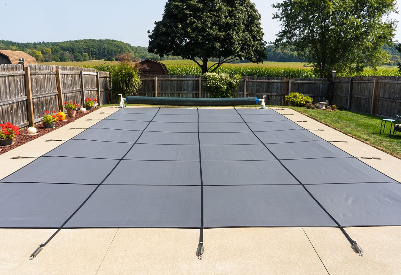 GLI Mesh Safety Cover 20' x 40' Rectangle, Gray image 4