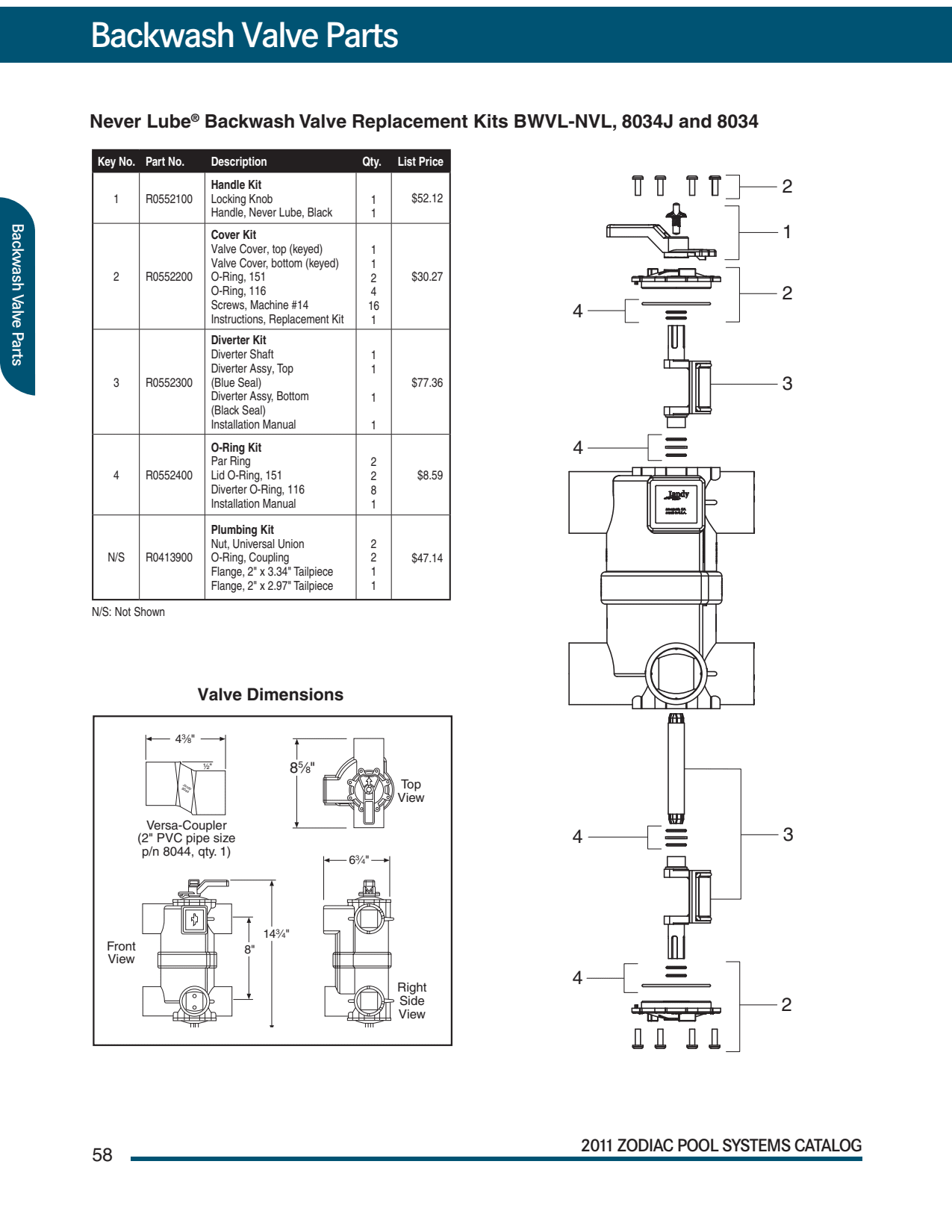 Jandy Slide Valve Rebuild Kit  