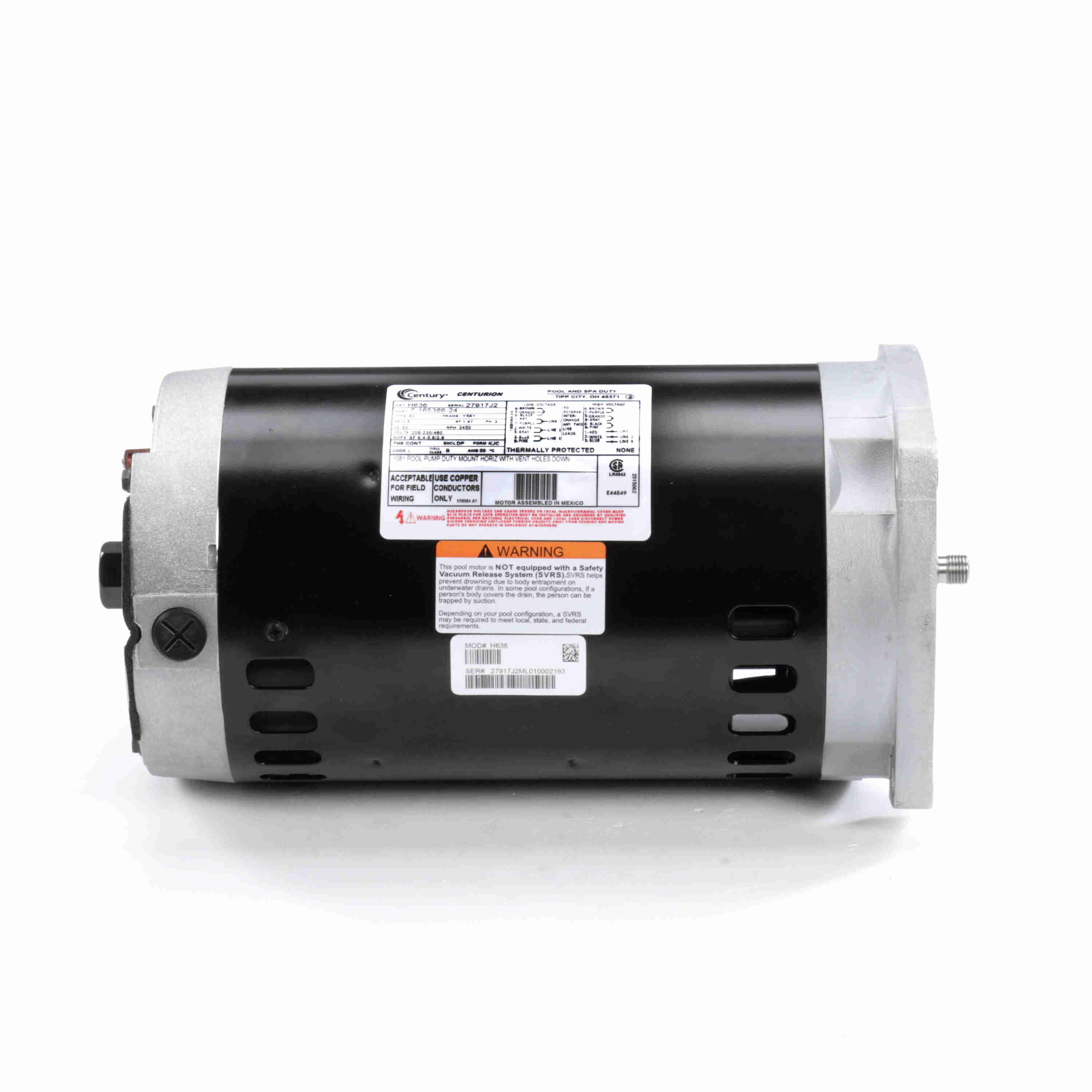1.5Hp Century 1.5Hp 3� 56Y Sq. Flange 208-230/460 Motor Motor 1-1/2Hp 56Y Square Flnge 208-230/460V 3-Phase image 4