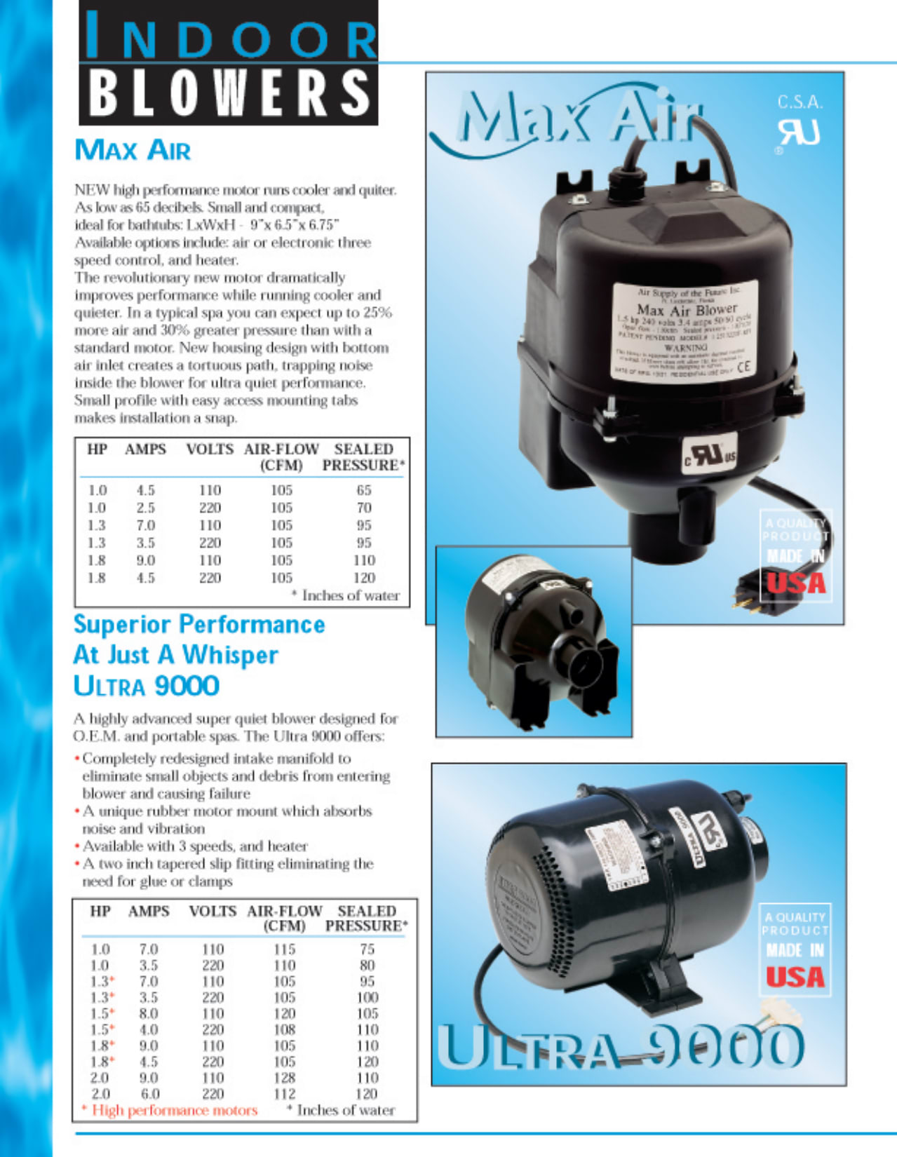 ULTRA 9000 BLOWER MOTOR 1.5HP 240V 3.5 A MPS - product image