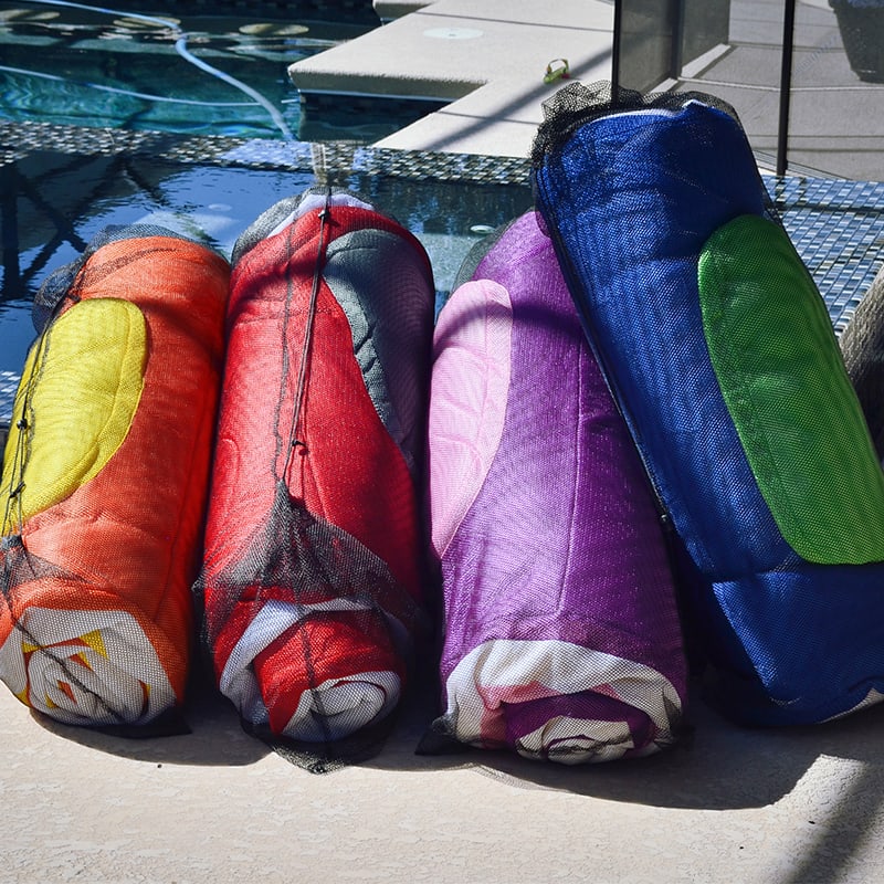 Main Access 3' X 6' Oversized Floatingmatress. (Scarlet-Gray) Red/Gray Float W/ White Band And Built-In Pillows image 4