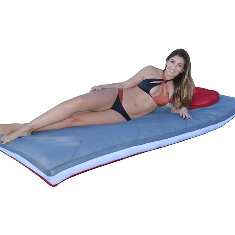 Main Access 3' X 6' Oversized Floatingmatress. (Scarlet-Gray) Red/Gray Float W/ White Band And Built-In Pillows image 2