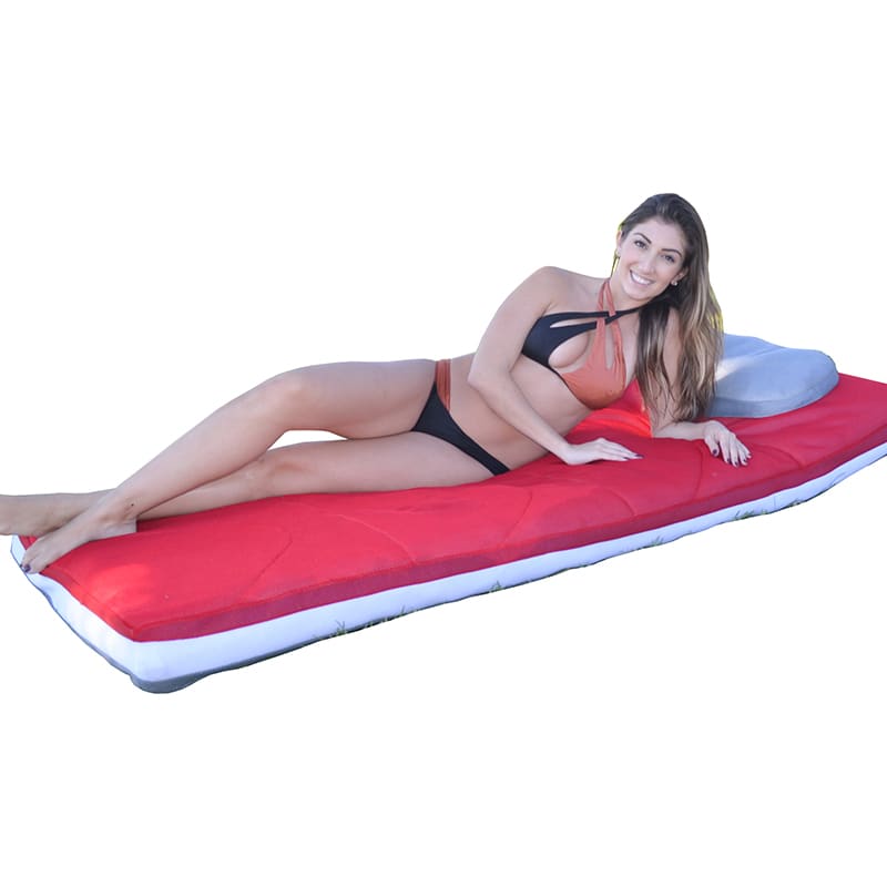 Main Access 3' X 6' Oversized Floatingmatress. (Scarlet-Gray) Red/Gray Float W/ White Band And Built-In Pillows - product image