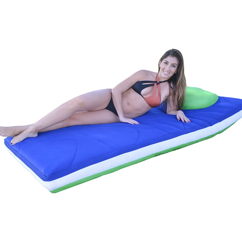 Main Access 3' X 6' Oversized Floatingmatress. (Sky-Lime) Blue/Green Float W/ White Band And Built-In Pillows - product image