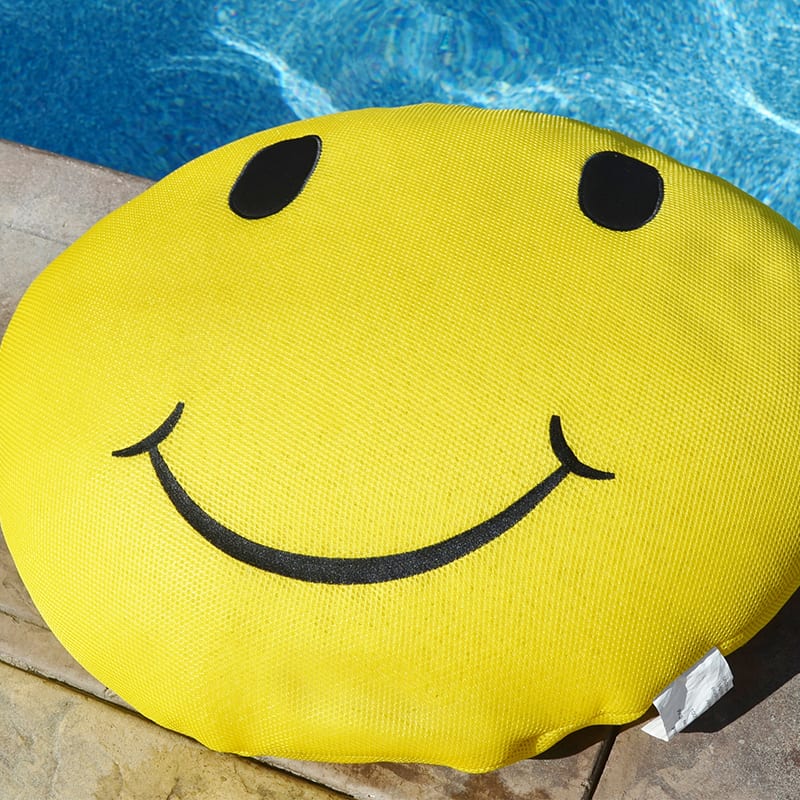 Main Access Seaside Rider Happy Smiley Face Floating Stuffed Pillow - Yellow With Black image 2