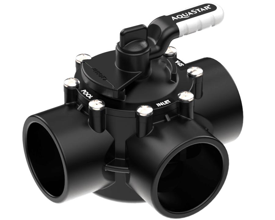 AQUASTAR 3-WAY VALVE WITH RUBBER HANDLE (CPVC) 2in X 2-1/2in