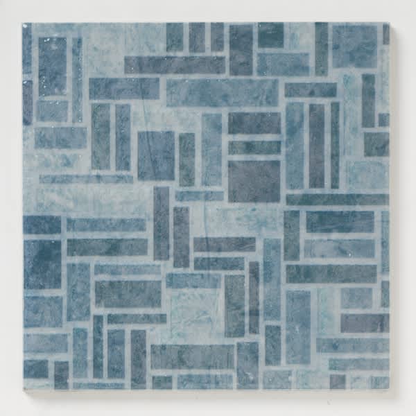 Weave Aqua standard 6 by 6 pool tile sample