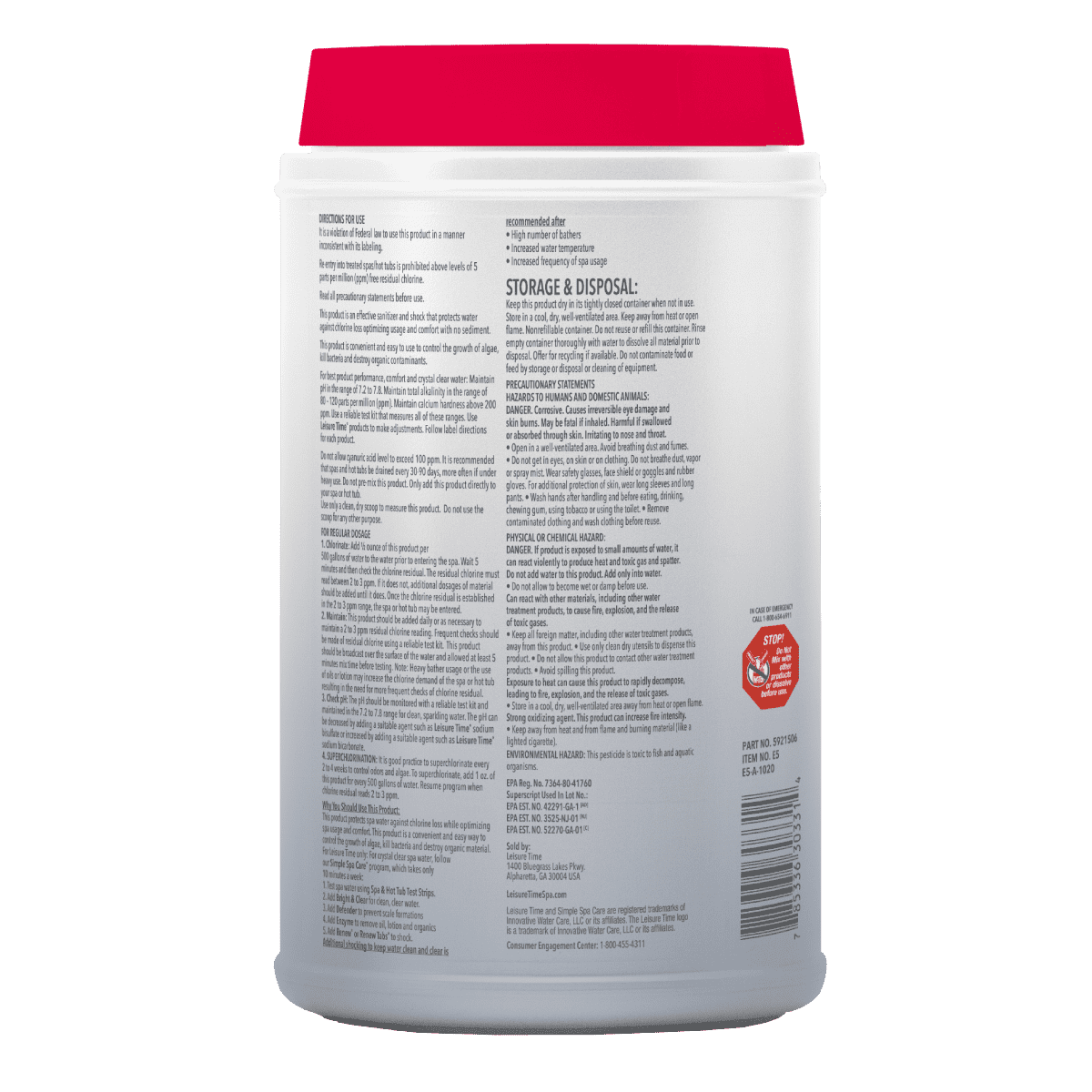 Leisure Time Spa 56 Chlorine Granular - Dichlor, 5 lb Bottle, 6/Case image 2