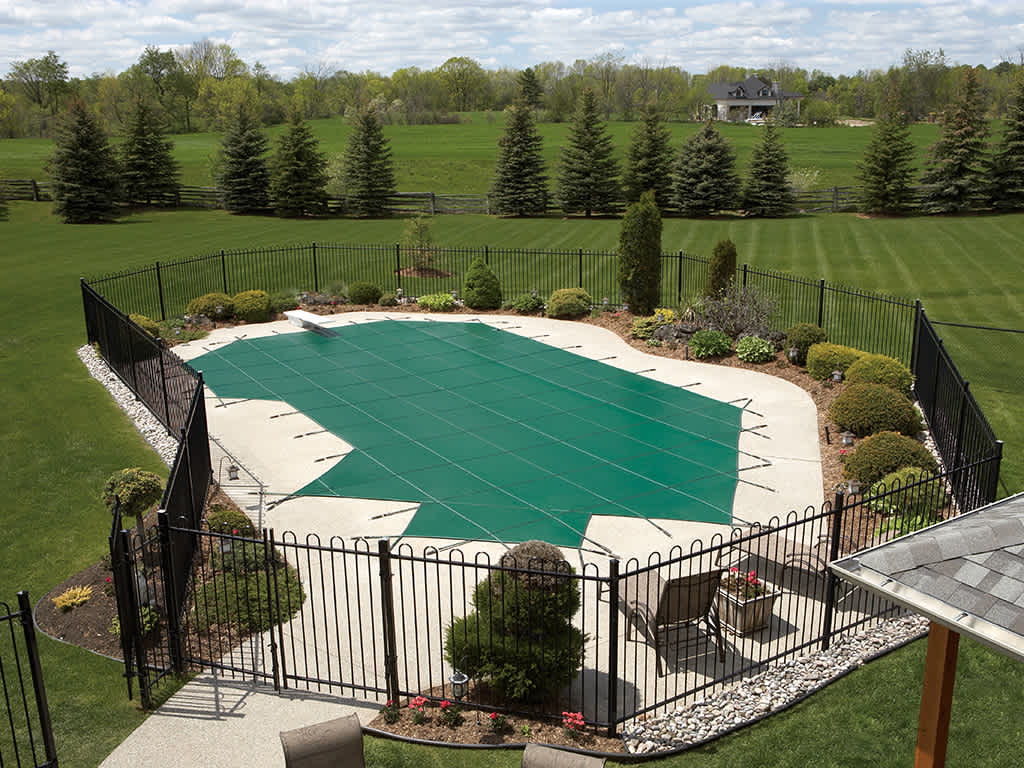 Hpi Standard Green Mesh, 16'X32' Pool Size Safety Cover - 18'X34' Cover Size - With 8' Center End Step - product image