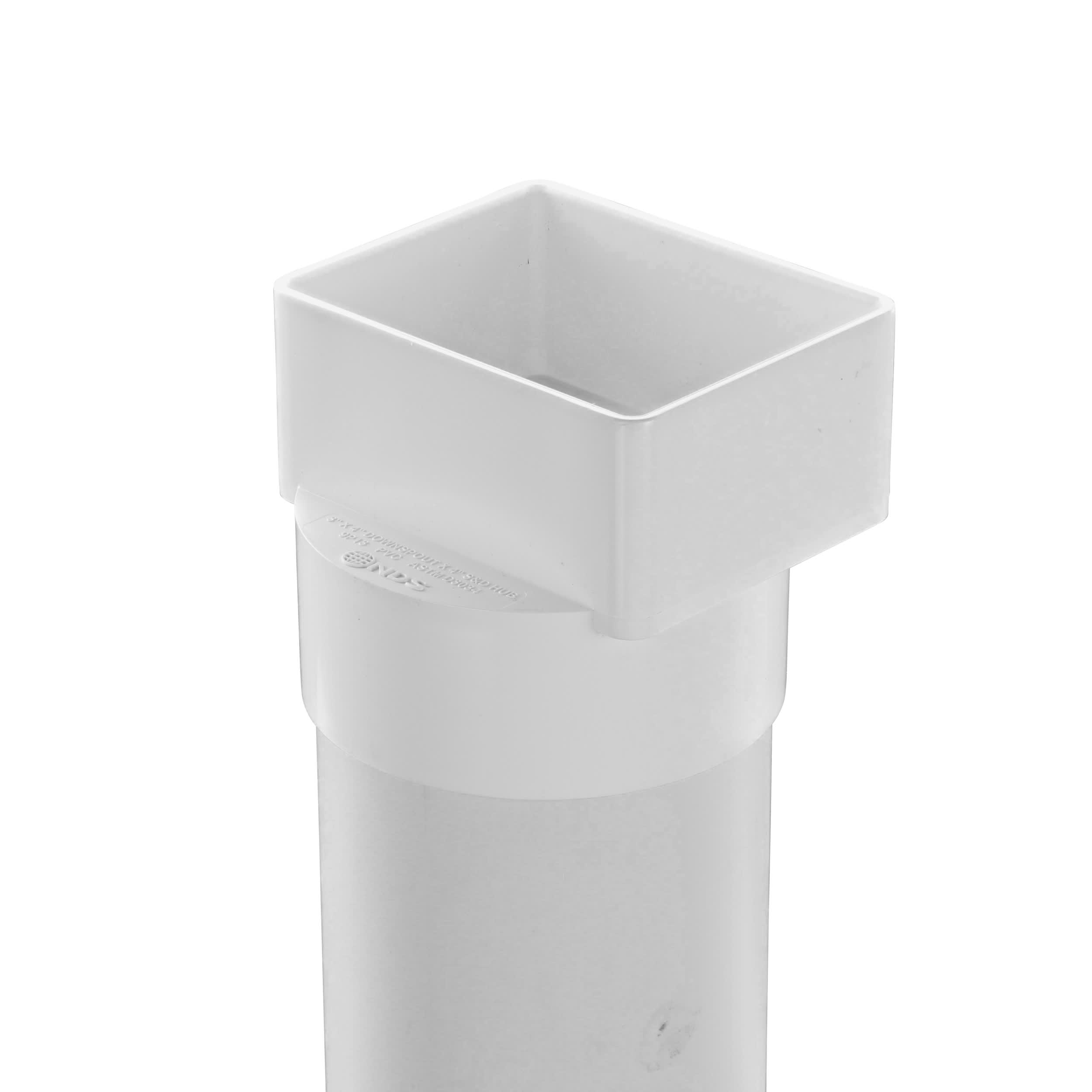 NDS Downspout Adapter, Hub White PVC Offset Solvent Weld image 4