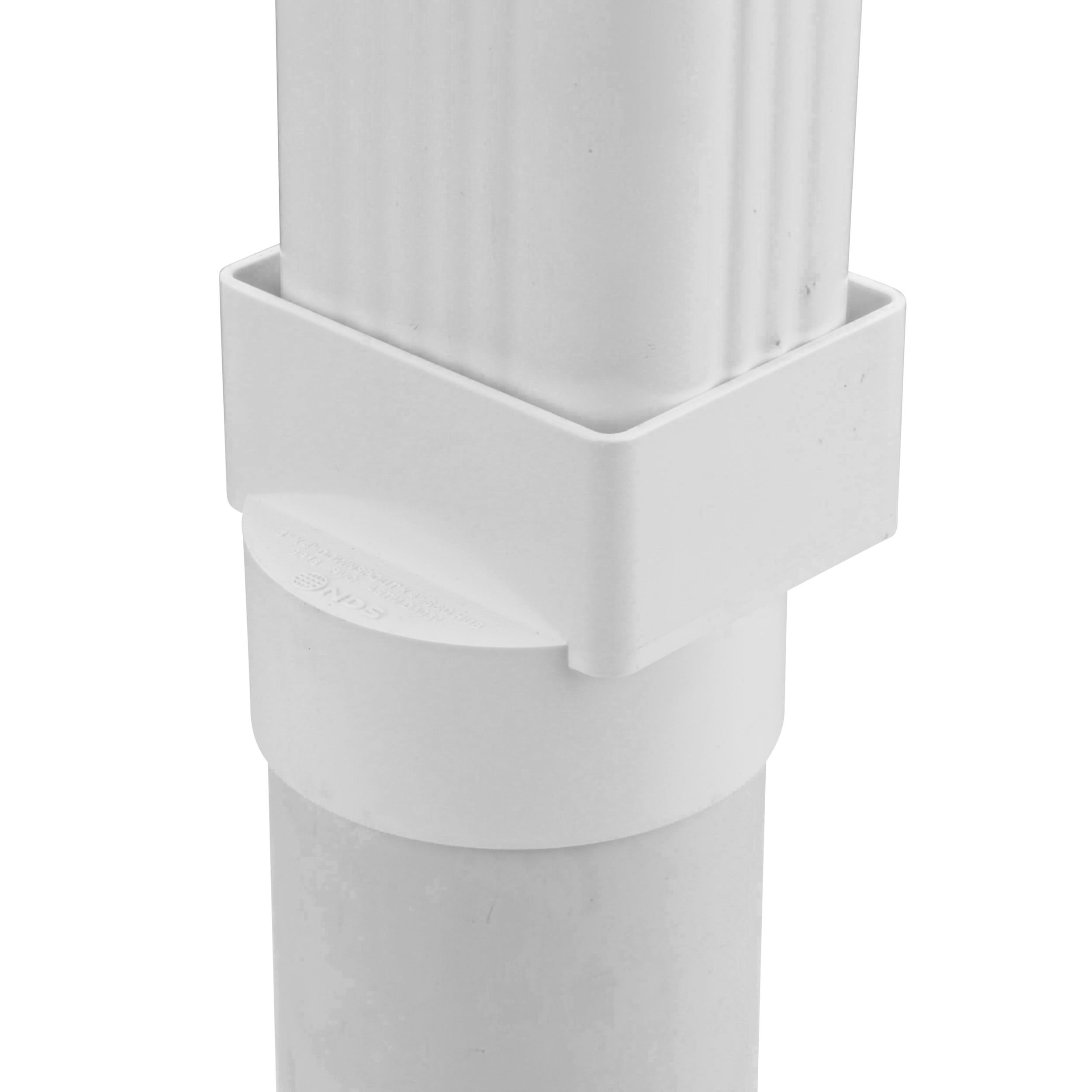 NDS Downspout Adapter, Hub White PVC Offset Solvent Weld image 5