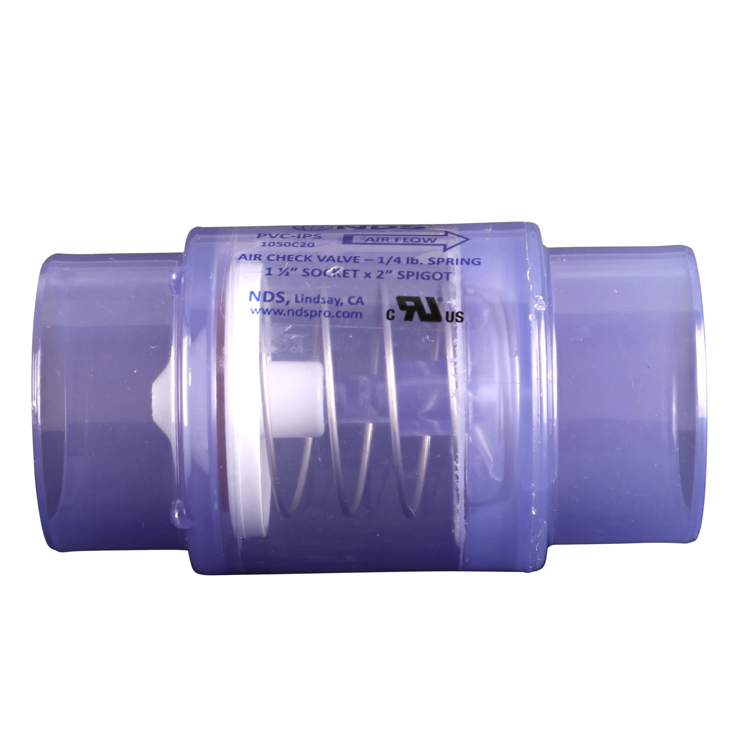 1-1/2" X 2" Flo Control Clear Spa Check Valve S X Sp Spring Check Valve 2In Clear 1/4 Lb Air image 3