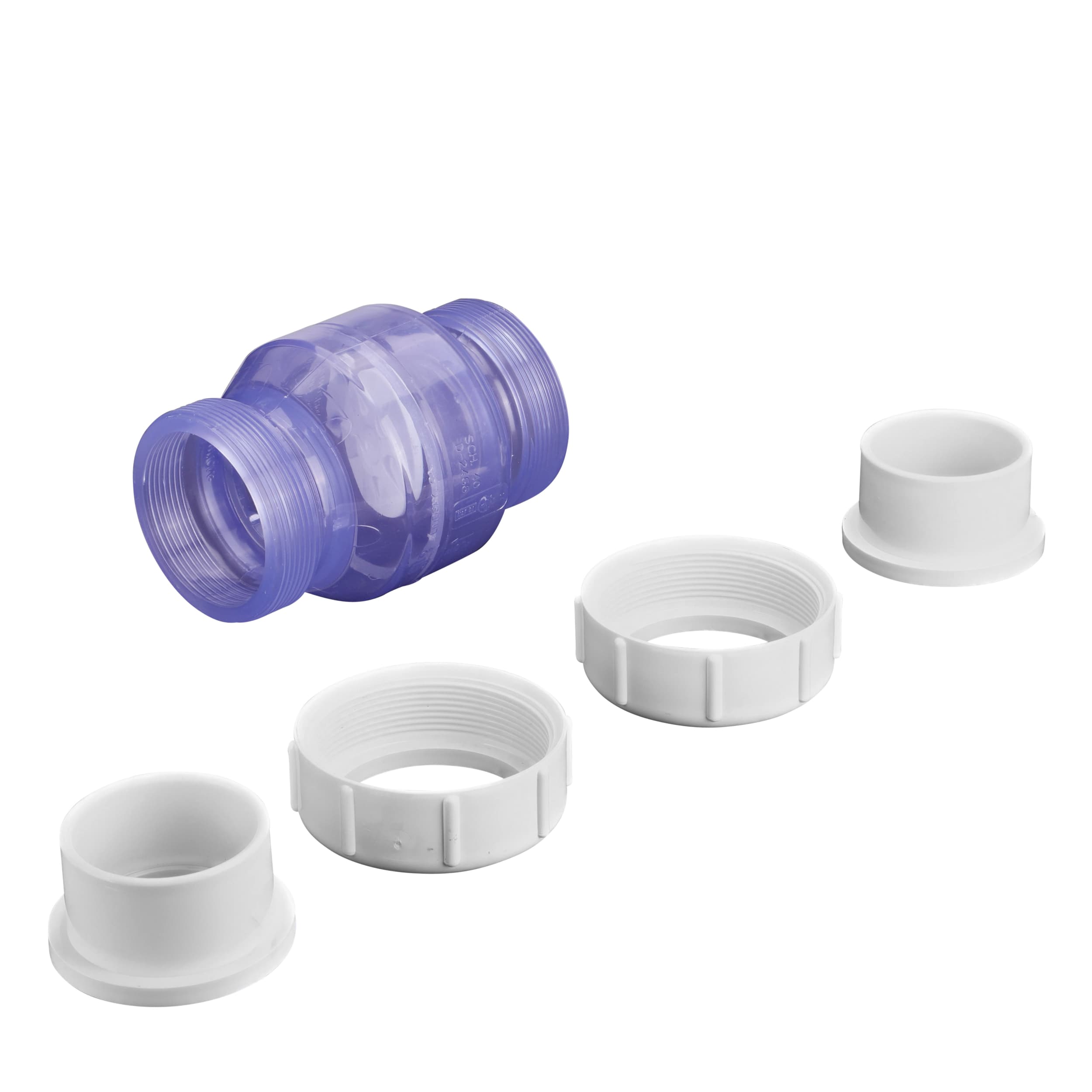 NDS Swing Check Valve, Slip Clear PVC 125 psi 1700 Series True Union Low-Profile image 2