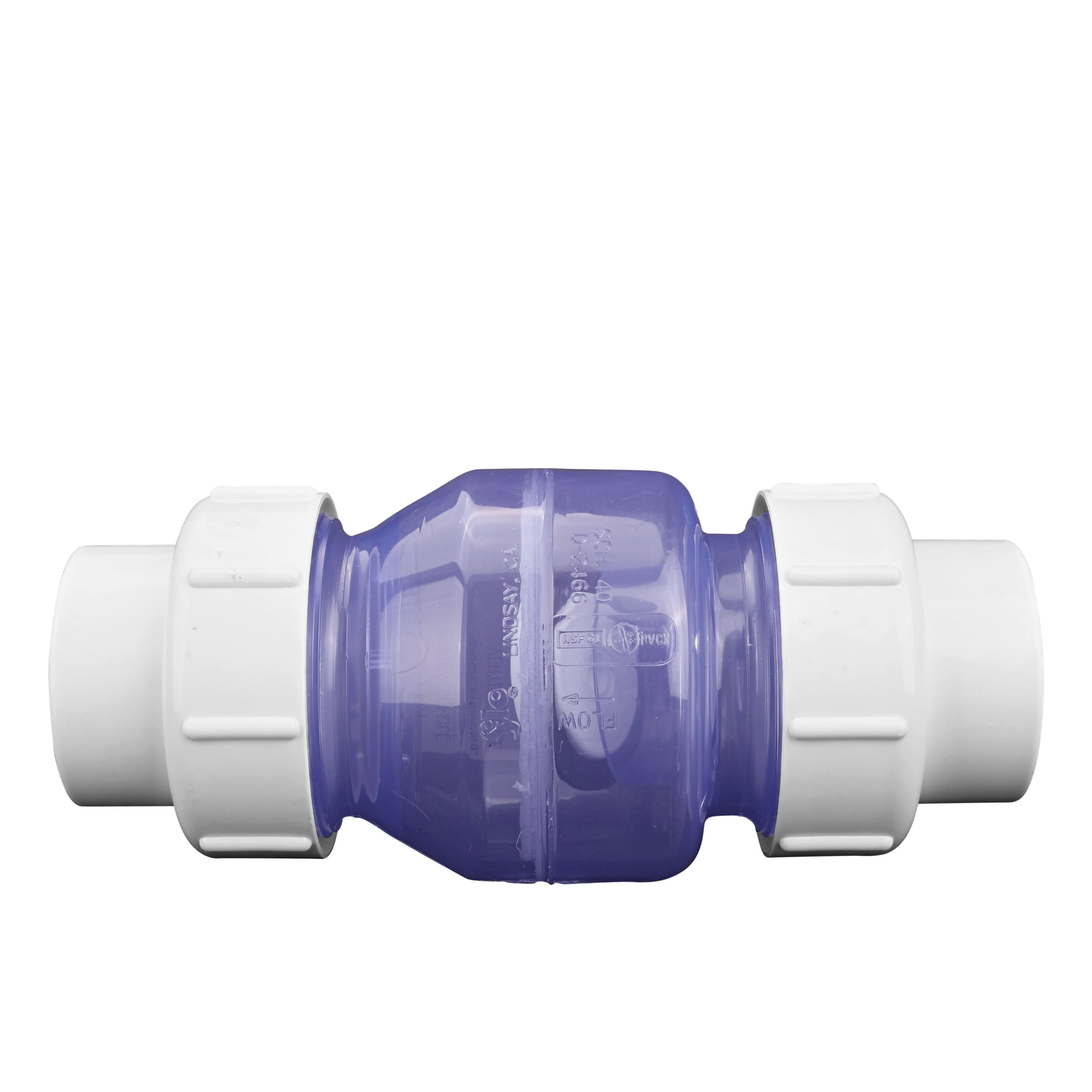 NDS Swing Check Valve, Slip Clear PVC 125 psi 1700 Series True Union Low-Profile image 4