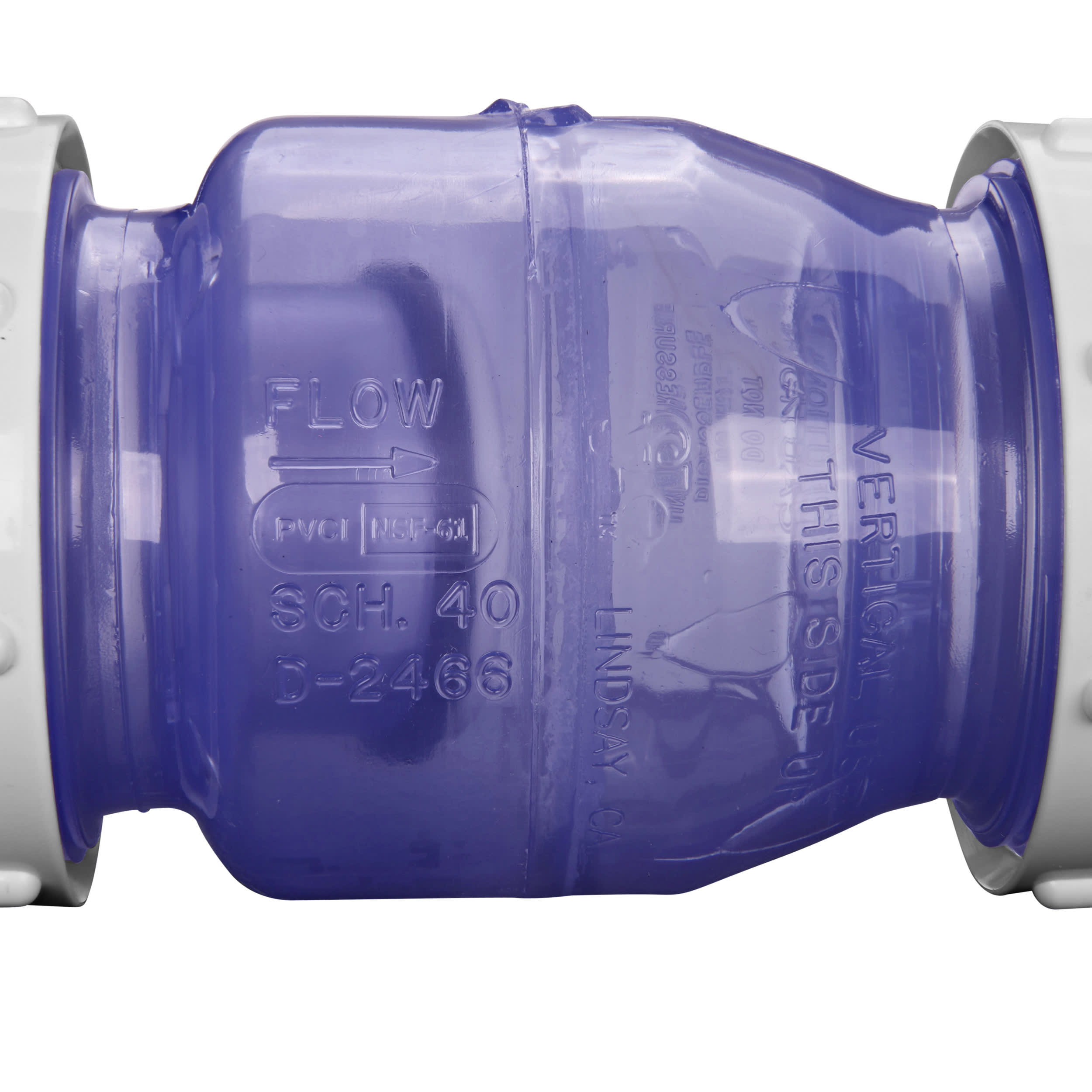 NDS Swing Check Valve, Slip Clear PVC 125 psi 1700 Series True Union Low-Profile image 8